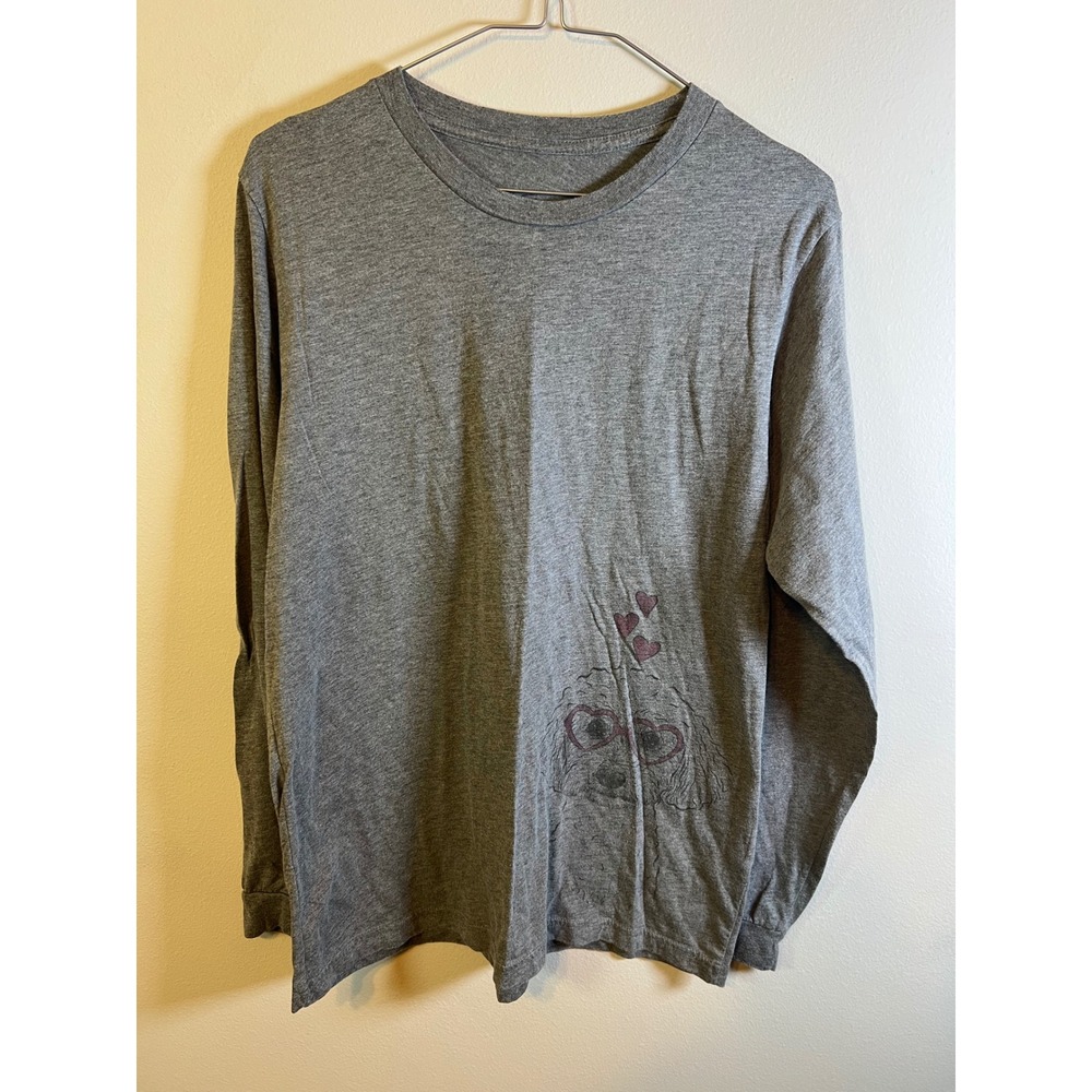 Inkopious Unisex Long Sleeve T-Shirt Poodle Graphic Gray Size L